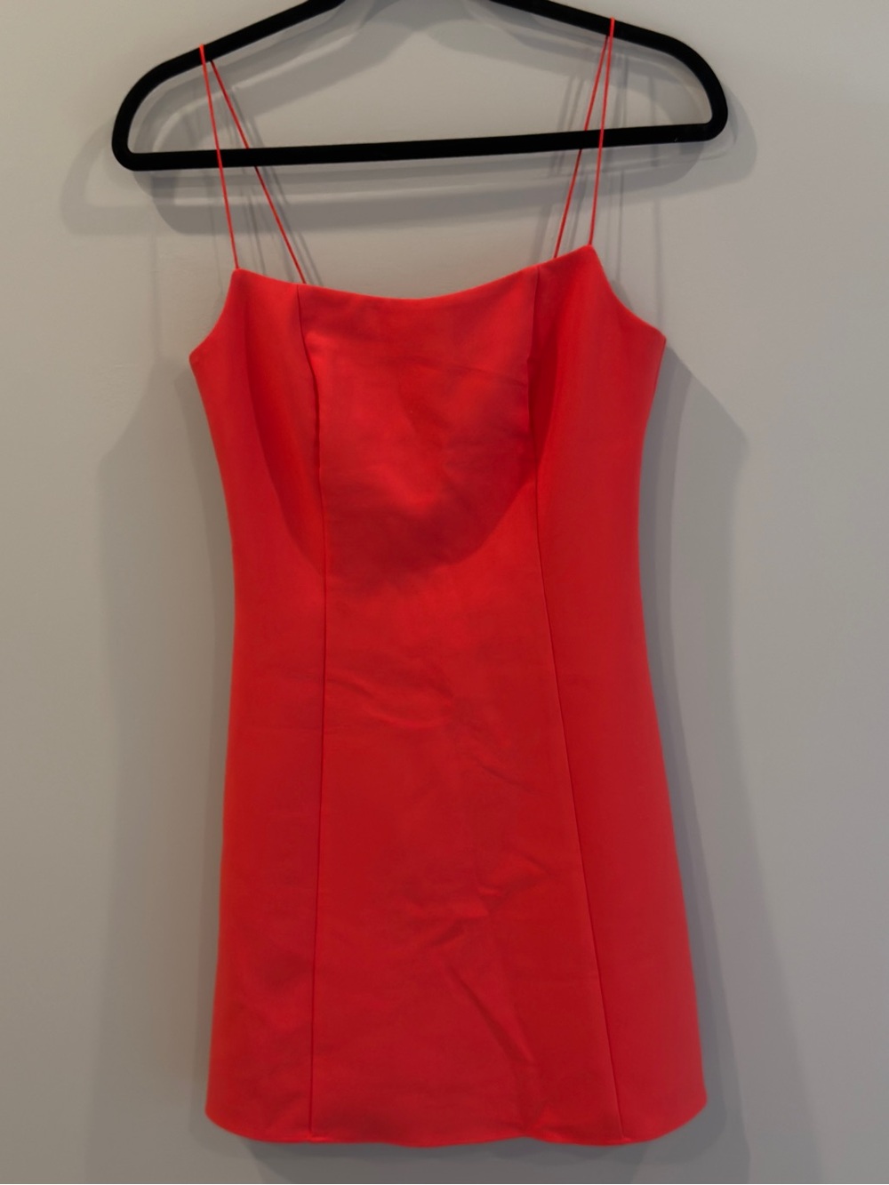Likely Coral-Red Double Spaghetti Strap Mini Dress